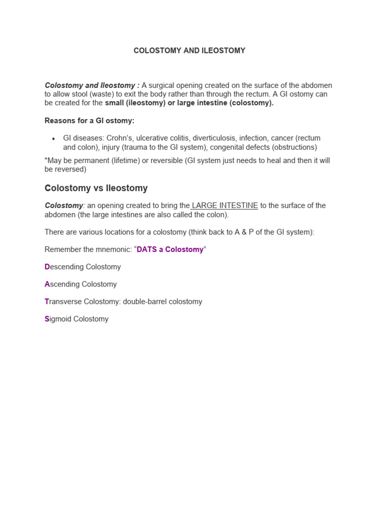 Colostomy And Ileostomy Pdf Medicine Diseases And Disorders