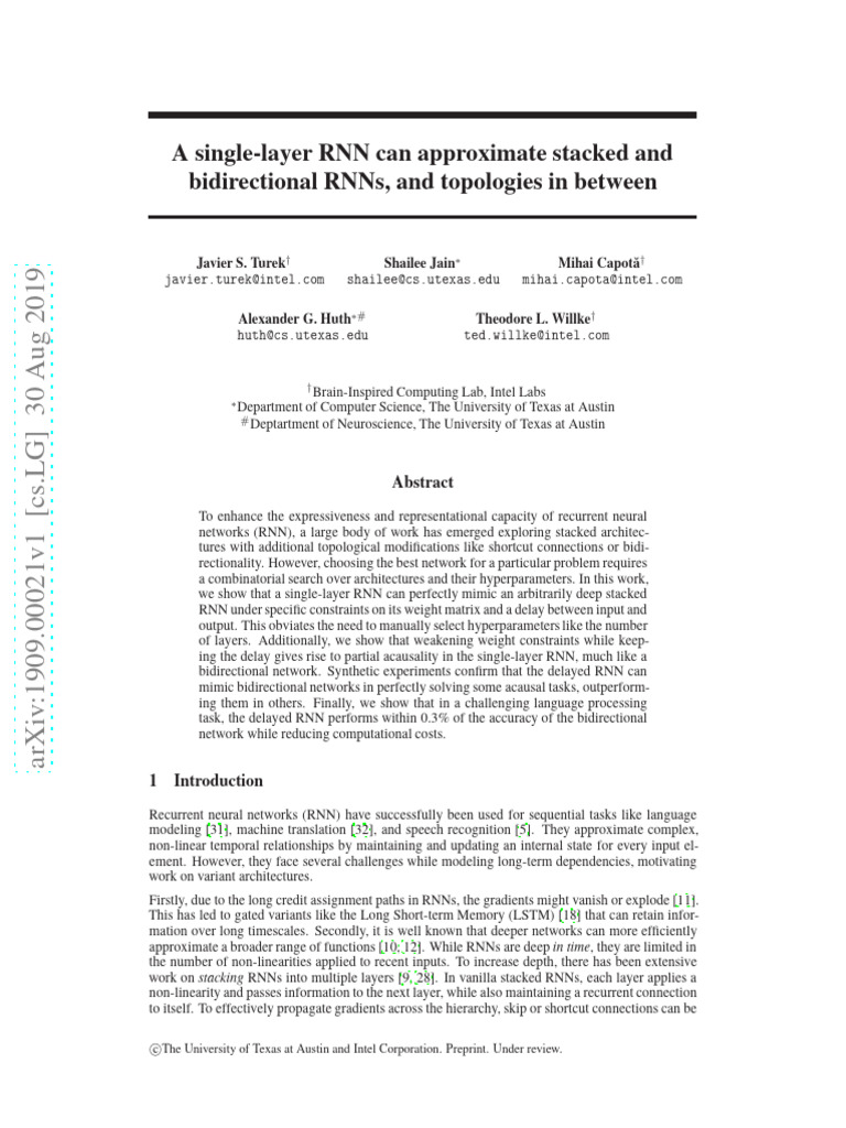 A Single-Layer RNN Can Approximate Stacked and Bidirectional RNNS, and ...