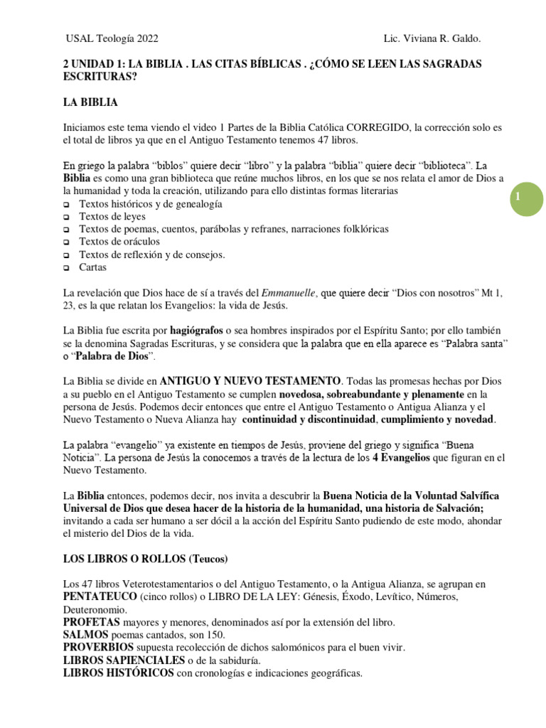 2 Unidad 1. La Biblia y Citas Biblicas | PDF | Biblia | Jesús