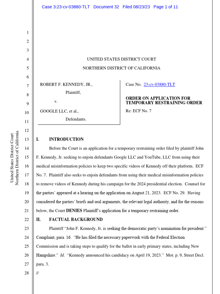 Gov Uscourts Cand 416322 32 0 | PDF | You Tube | Injunction