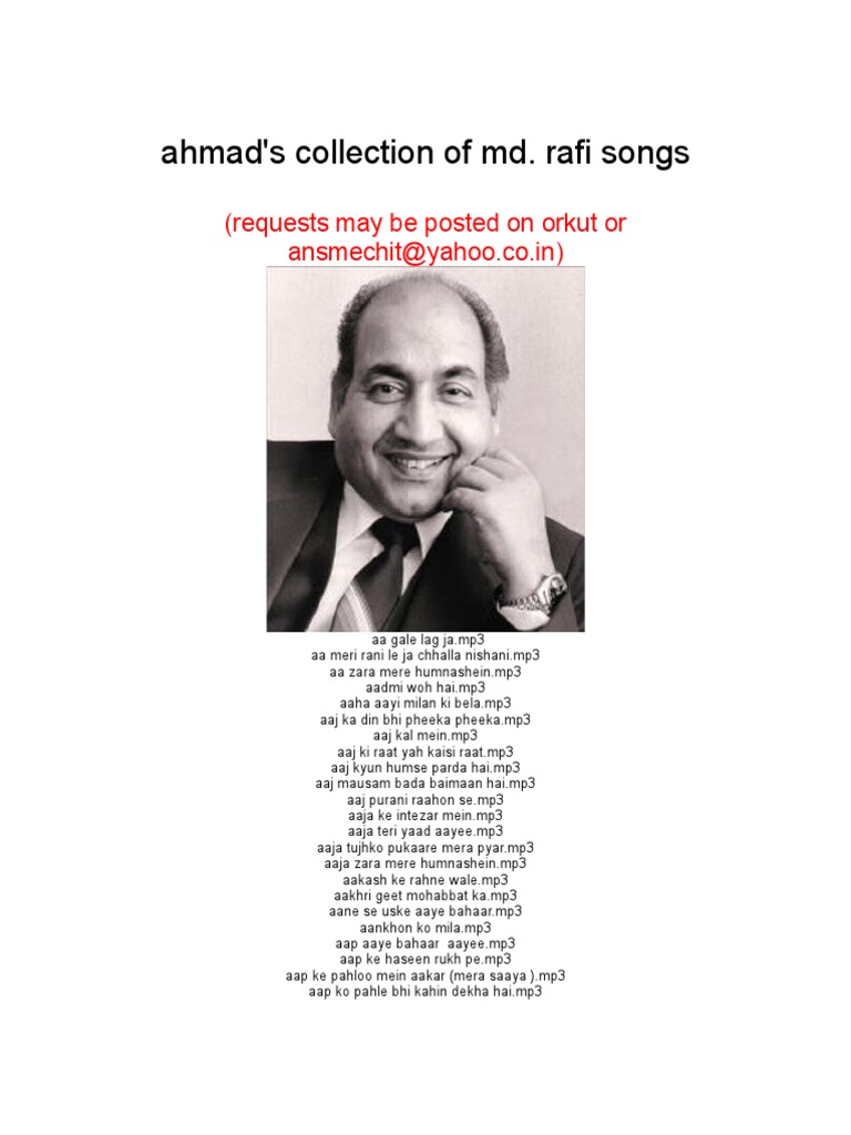Ahmad's MD Rafi Song Collection | PDF