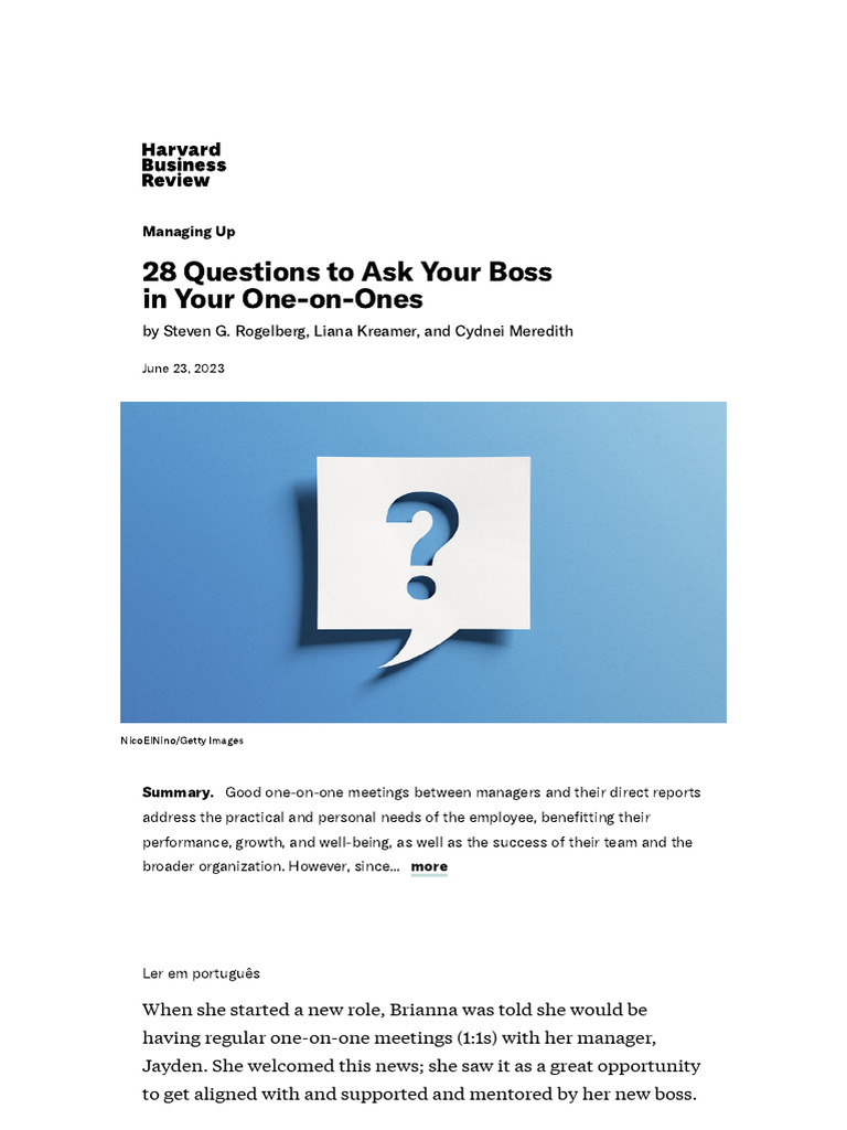 28 Essential Questions for 1:1s | PDF | Goal | Thought