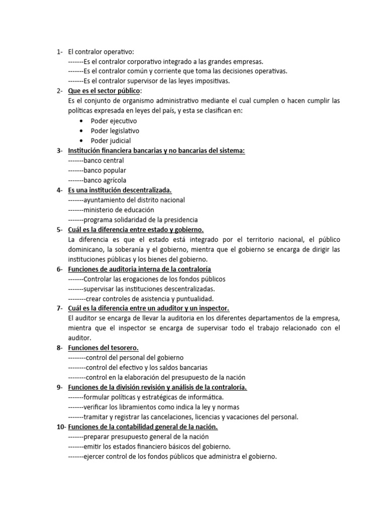 Funciones y Estructura del Sector Público | PDF | Contralor | Auditoría