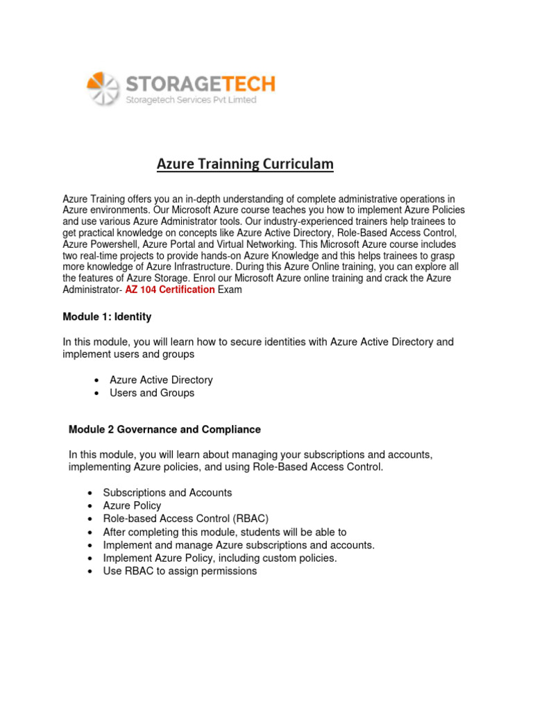 Azure Training Curriculam Download Free Pdf Microsoft Azure