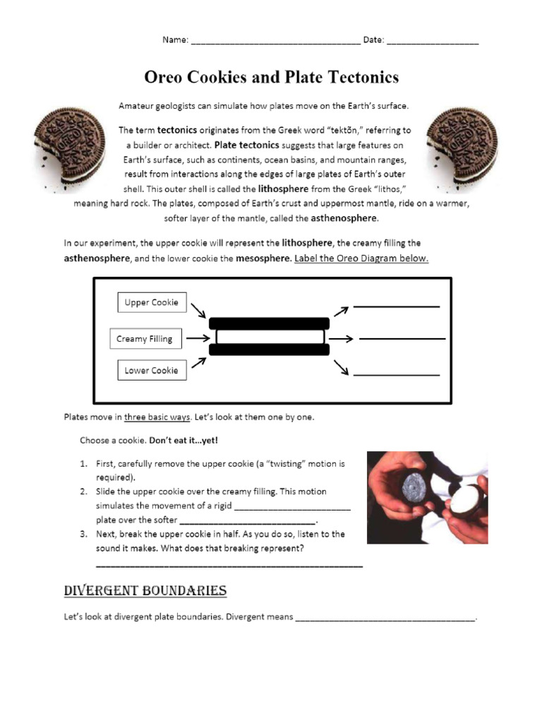 Oreo Cookie Lab and Plate Tectonics HW PDF