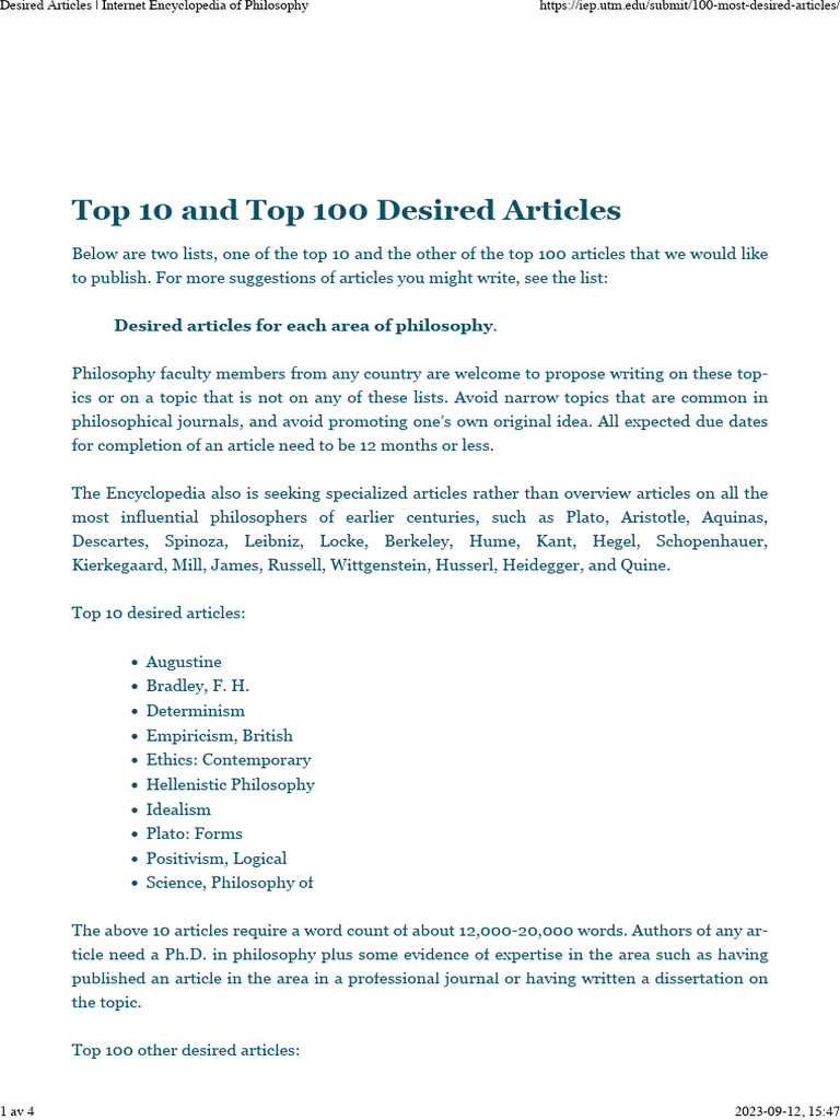 Desired Articles Encyclopedia of Philosophy PDF Academic Discipline Interactions