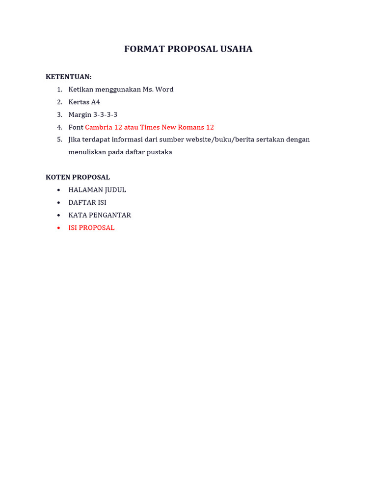 Format Proposal Usaha | PDF