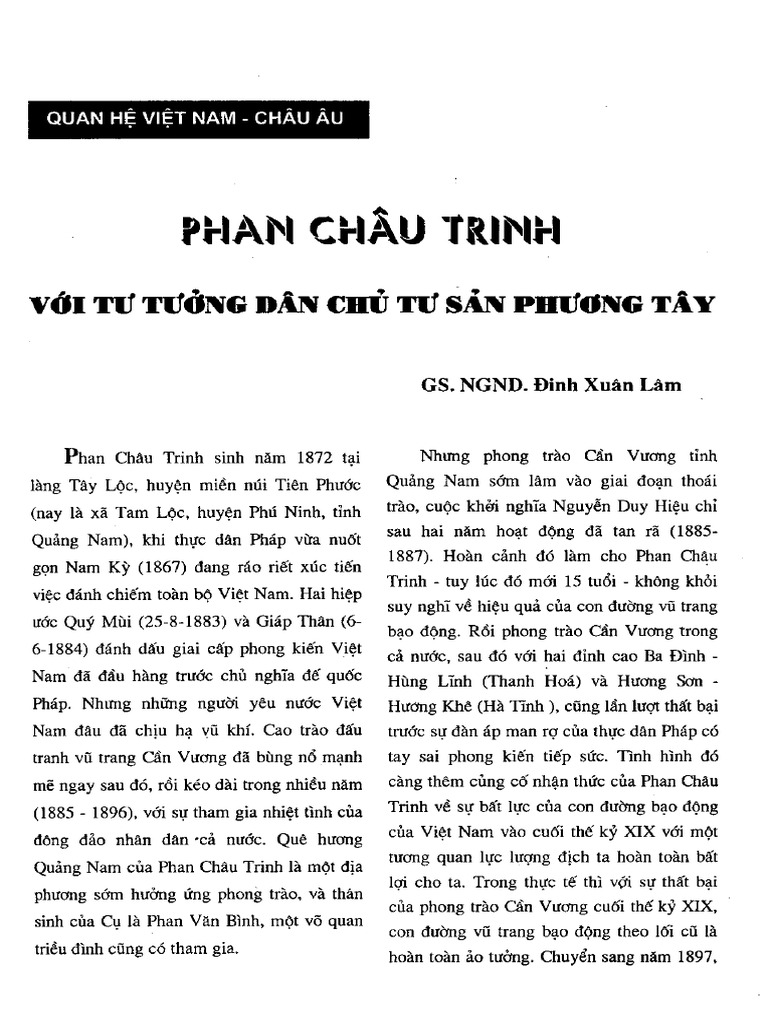 Phan Chau Trinh Voi Tu Tuong Dan Chu Tu San Phuong Tay | PDF