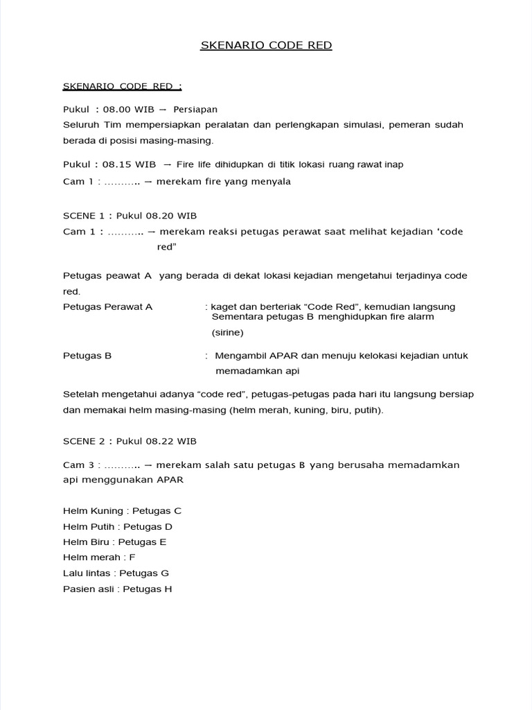 Simulasi Kebakaran Code Red Rumah Sakit | PDF