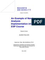 An Example of Needs Analysis Implementation Into An ESP Course