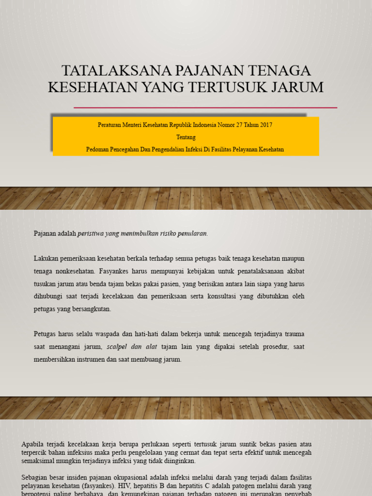 Tatalaksana Pajanan Jarum Tenaga Kesehatan | PDF | Kesehatan Holistik ...