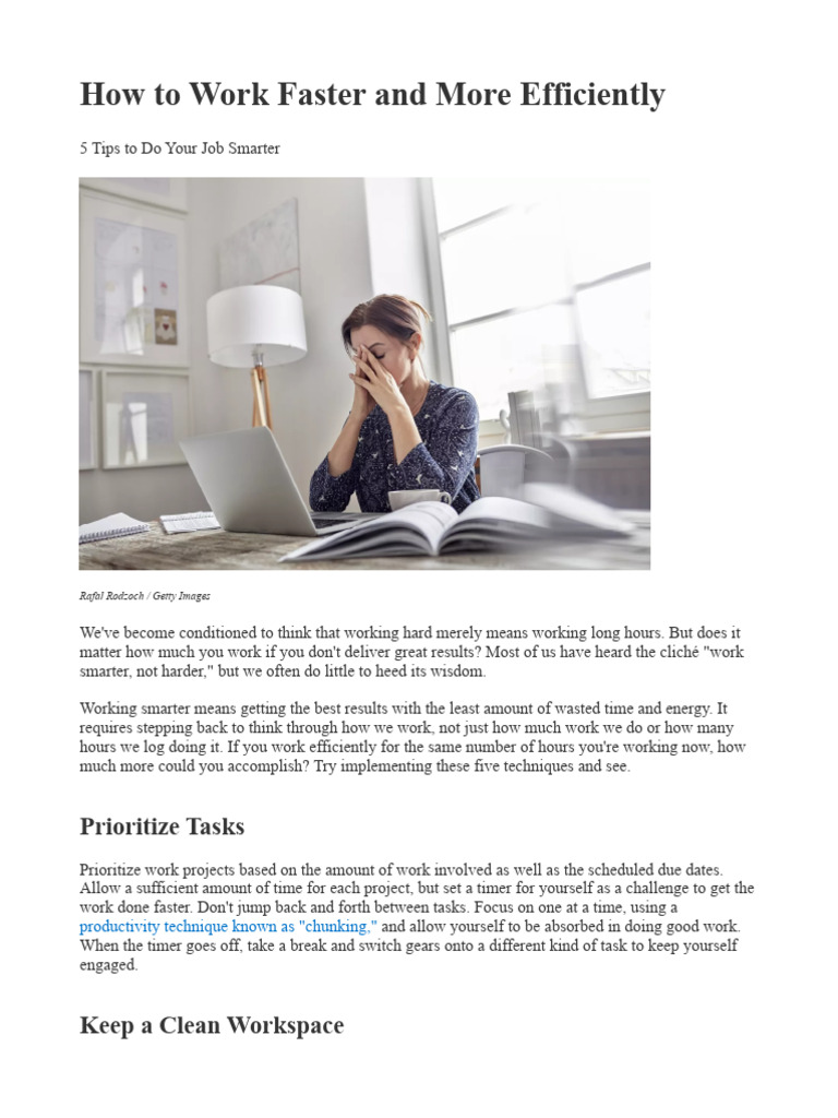How To Work Faster and More Efficiently | PDF