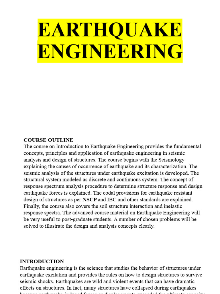 Earthquake Engineering Course Overview | PDF | Fault (Geology) | Earth