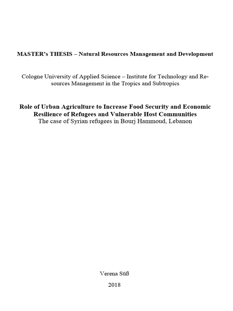 Urban Agriculture's Role in Refugee Resilience | PDF | Food Security ...
