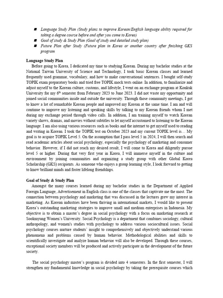 Study Plan GKS (Improved) PDF Psychology Small And Medium Sized