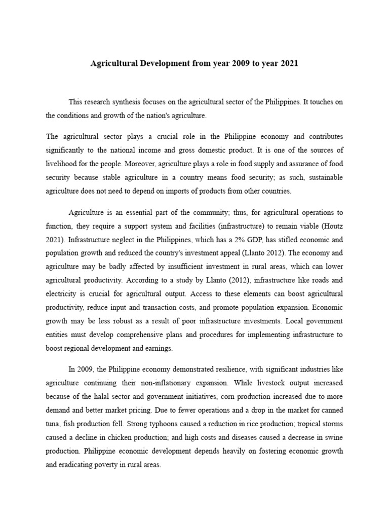 Research Synthesis Economic Development Pdf Agriculture Economic