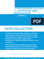 Lesson 3 Analysis of Procedures Such As Survey Interview and Observation