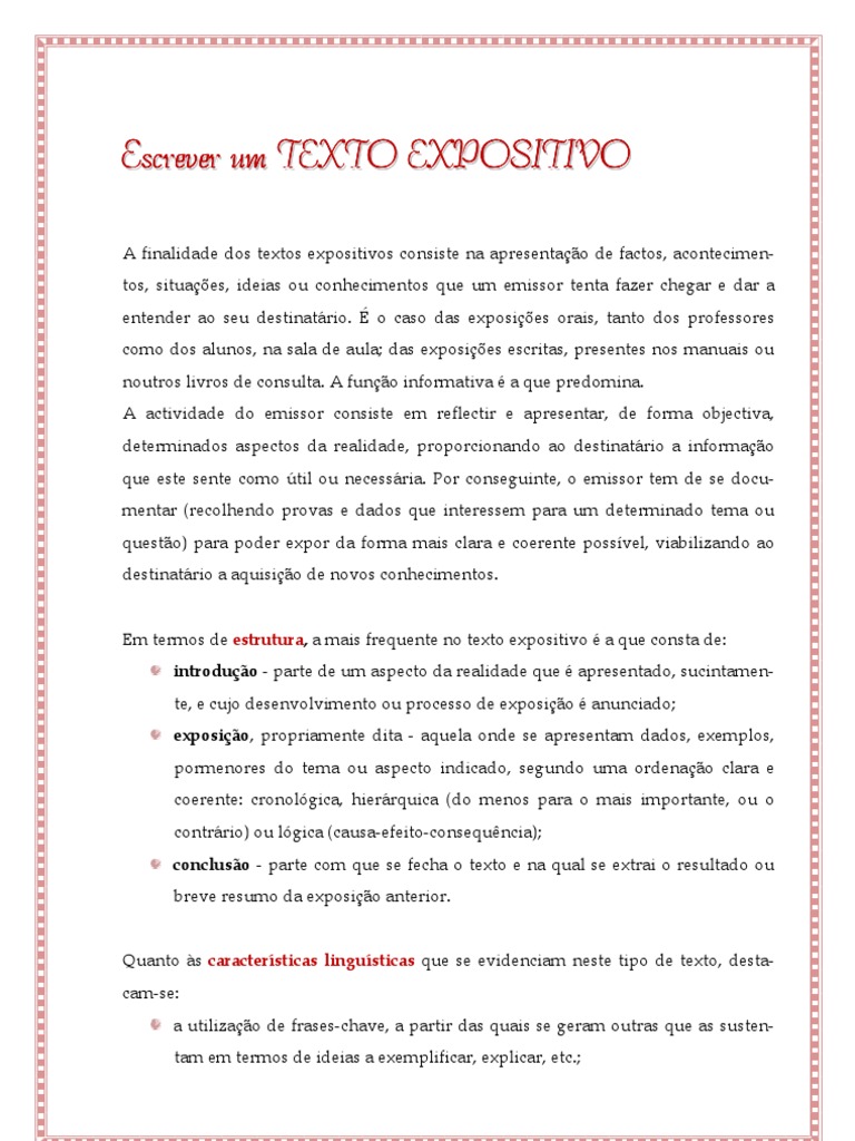 Exemplos De Redacao Expositiva