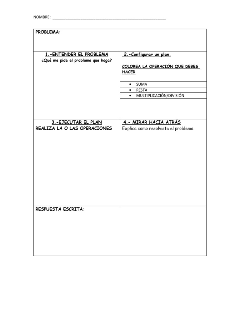 Hoja de practica m todo polya pdf