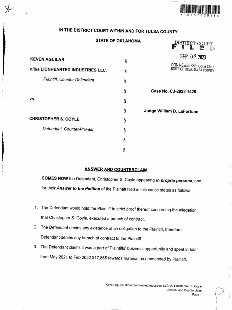 Family First Life Counter Lawsuit Claiming Business Opportunity Fraud PDF