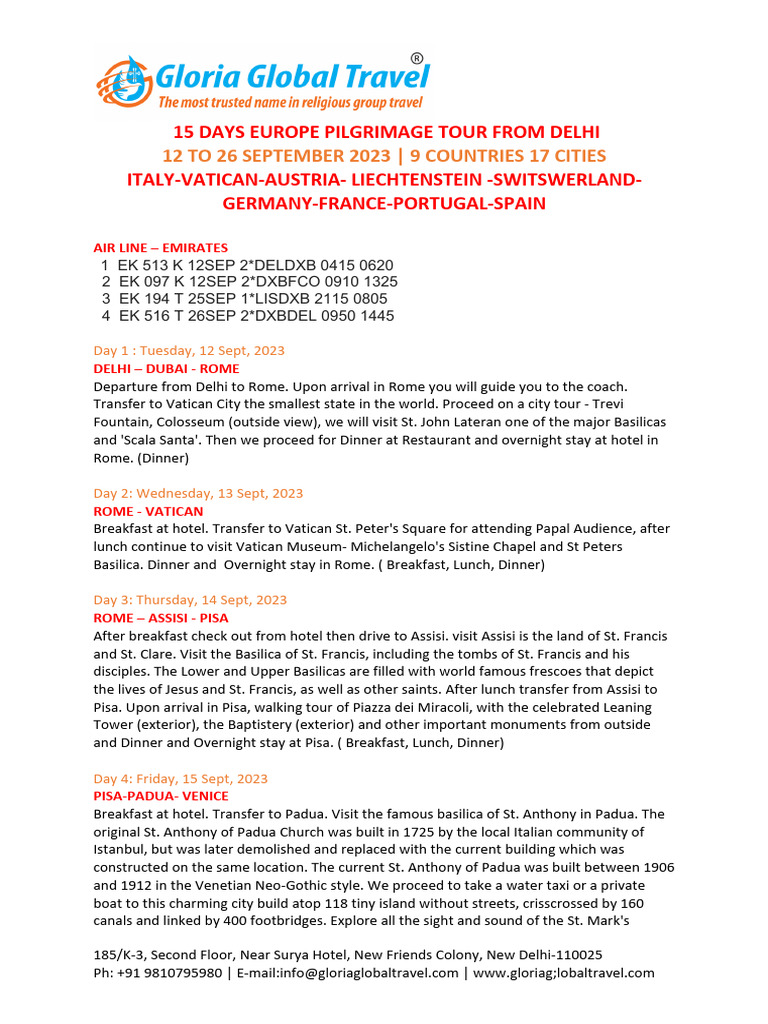 15 Days Europe Tour Packages From India Price