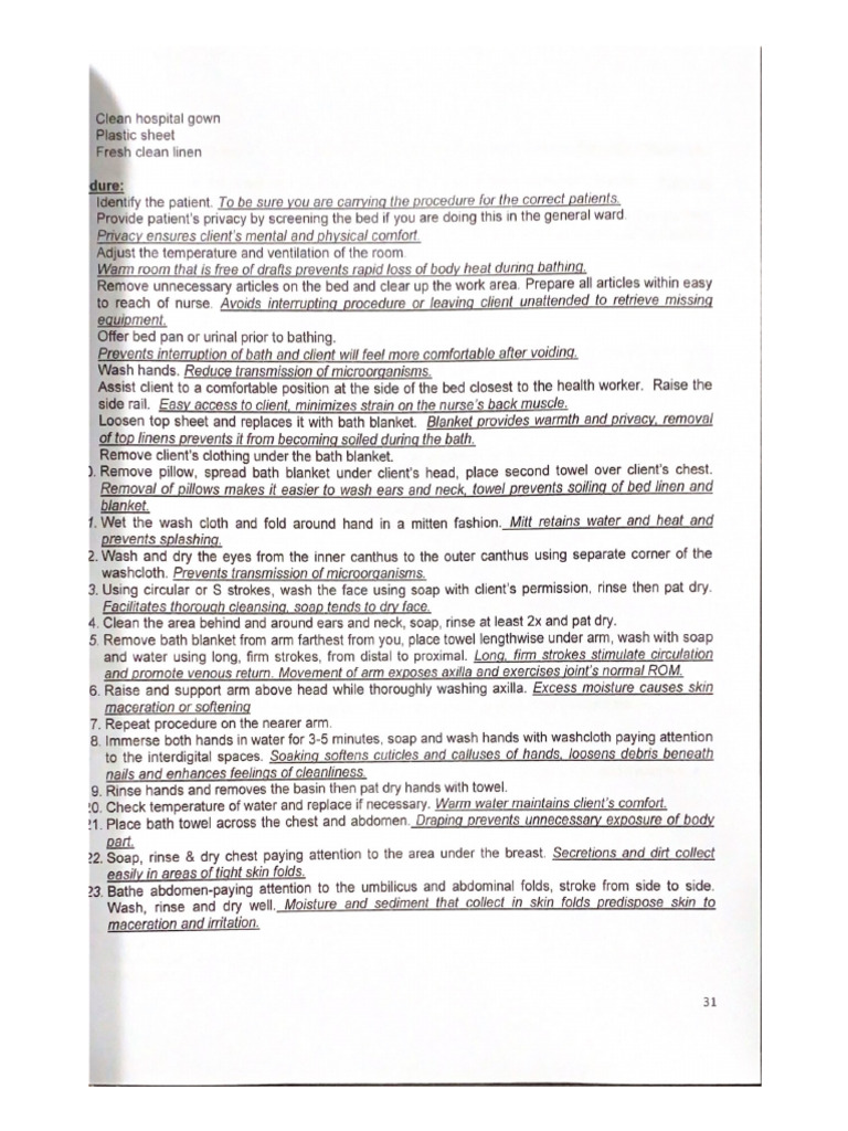 Bed Bath Procedure PDF