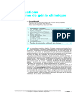 Mise en Équations D'un Problème de Génie Chimique