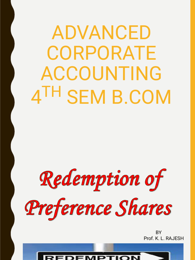 Redemption of Preference Shares Explained | PDF | Preferred Stock ...