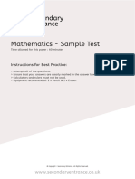 Maths Sample Test (Secondary Entrance) 2