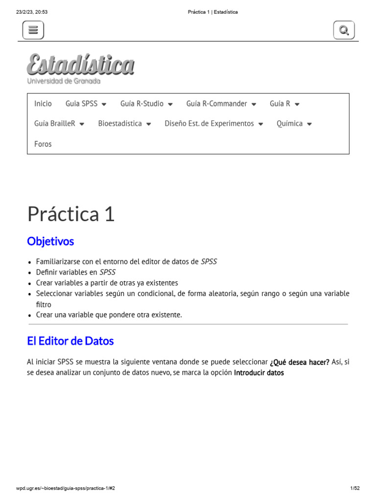 Pr ctica 1 estad stica pdf spss java lenguaje de programaci n 