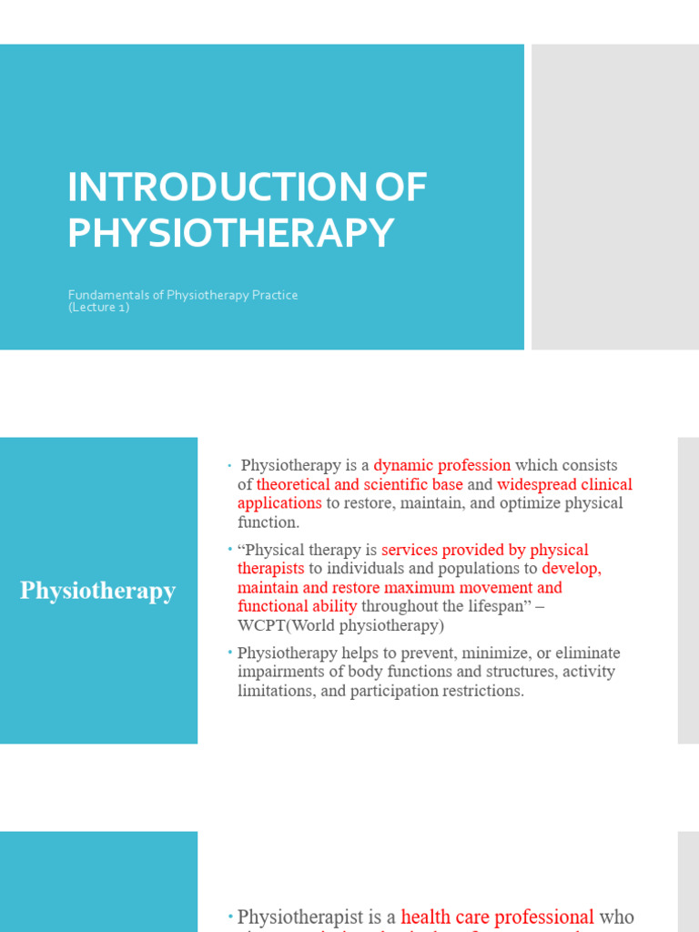 Lec 1 and 2 - Introduction and History | PDF | Physical Therapy ...