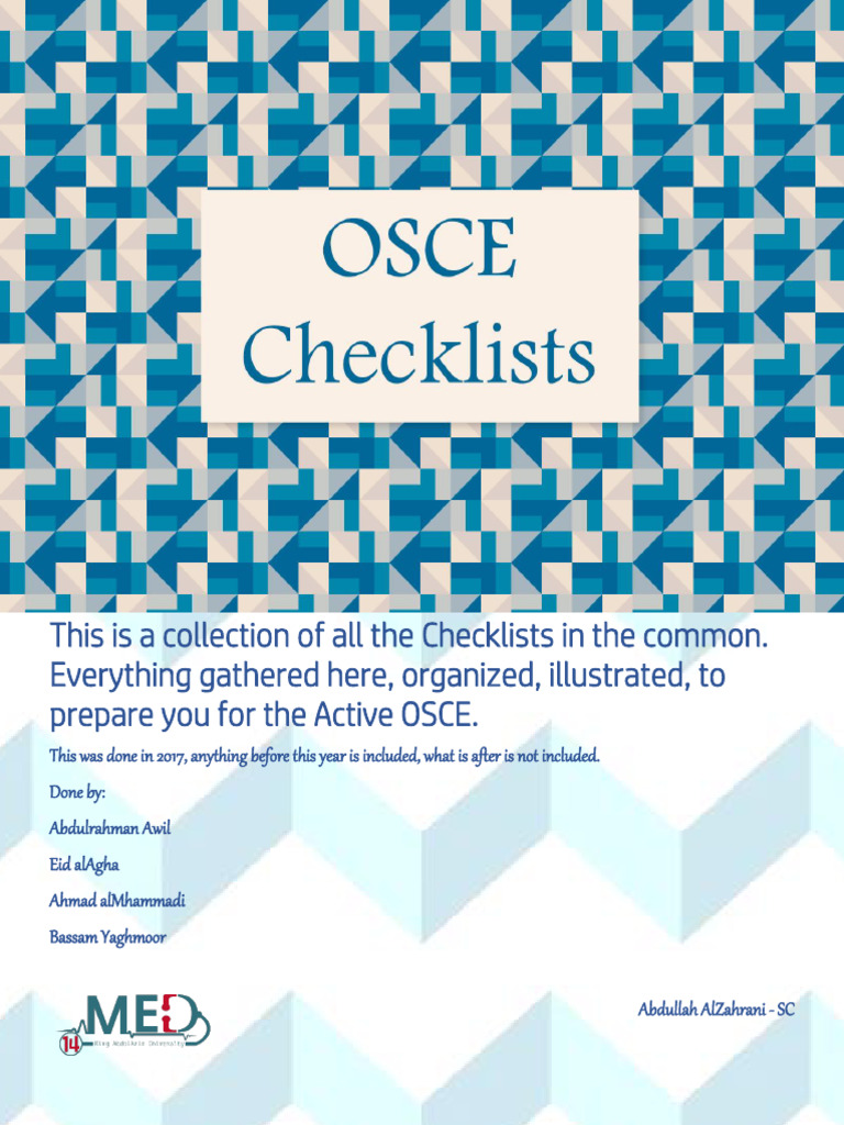 Active OSCE Checklists Collection | PDF | Anatomical Terms Of Motion ...