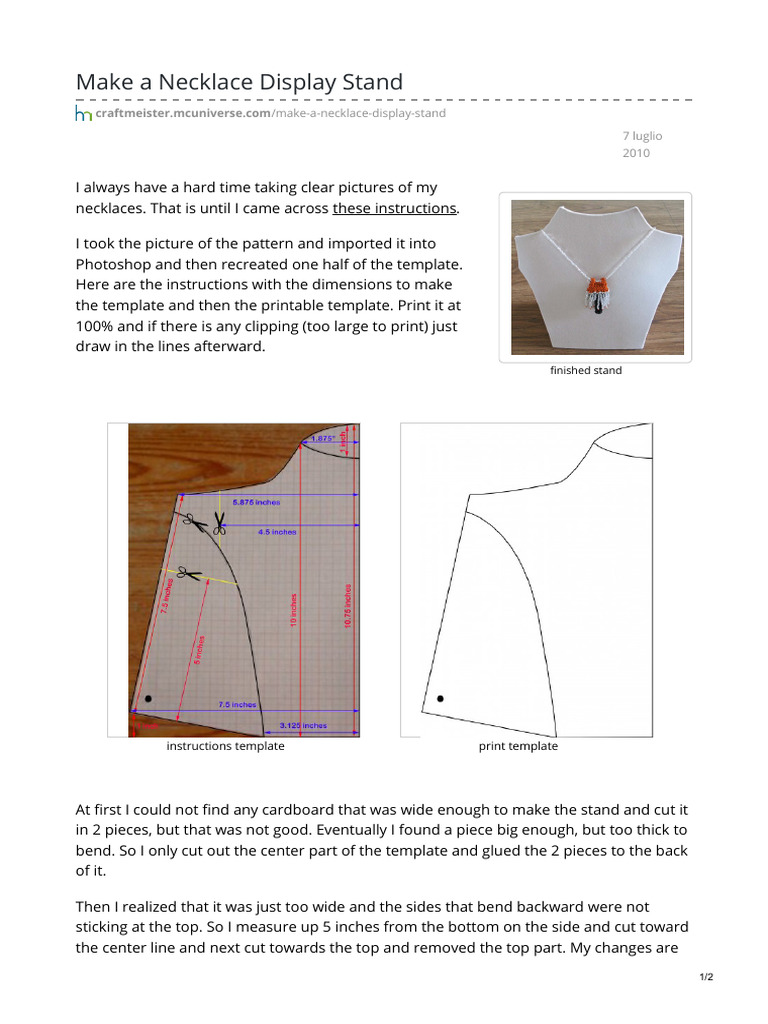 DIY Necklace Display Stand Template | PDF | Language Arts & Discipline ...