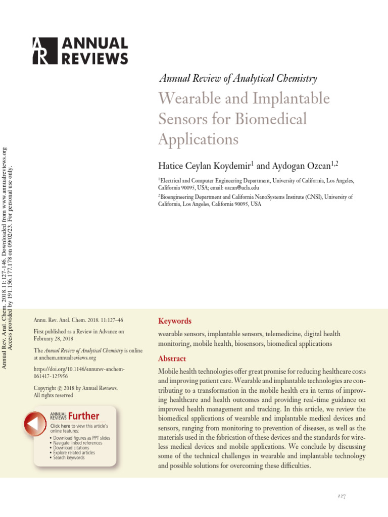 Wearable and Implantable Sensors For Biomedical Applications | PDF ...