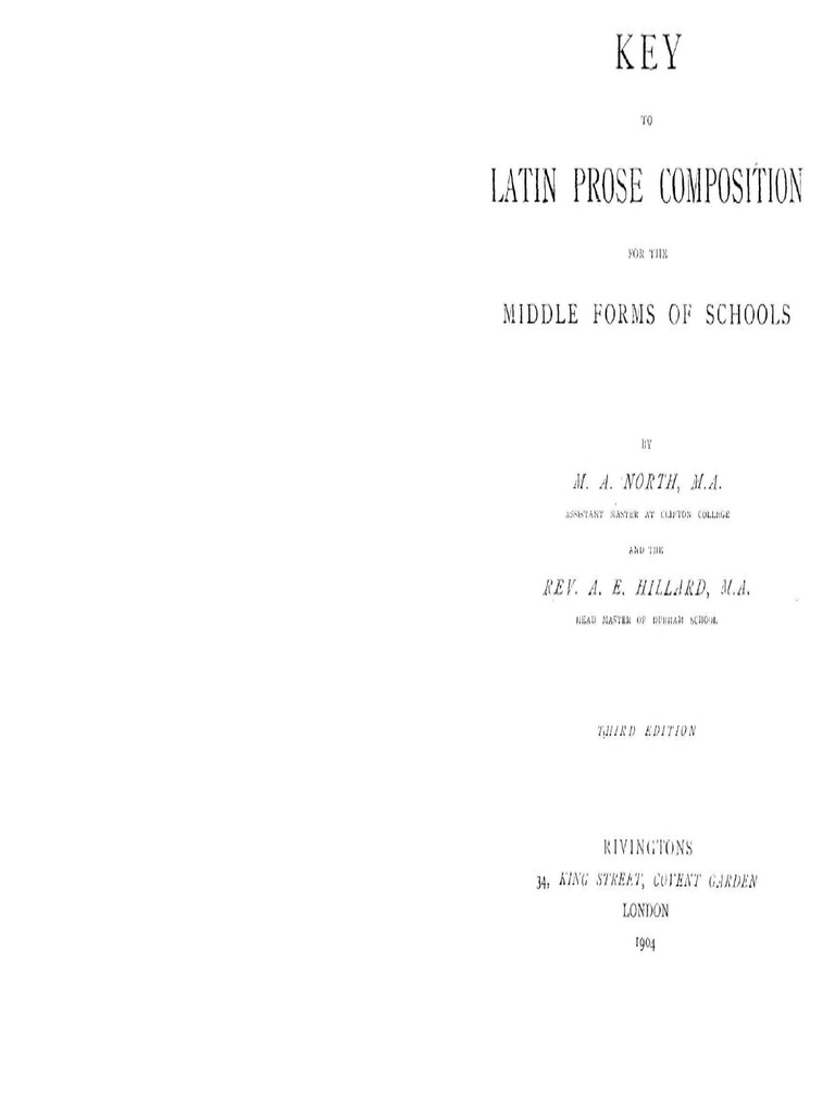 KEY To Latin Prose Composition | PDF