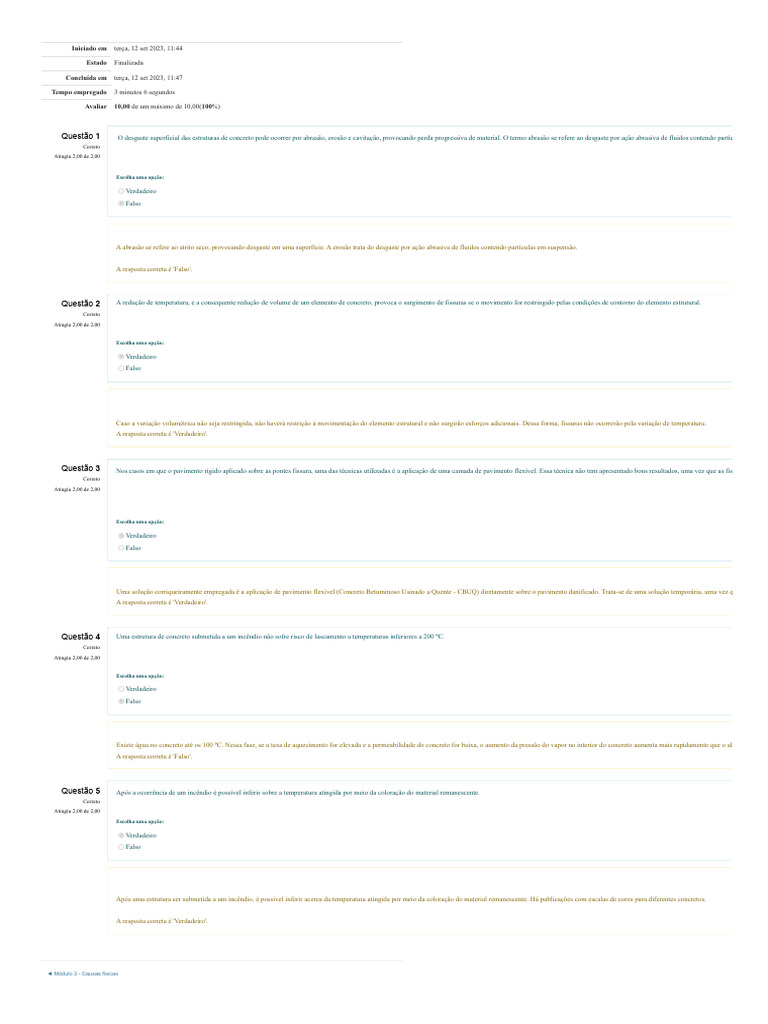 Questões sobre Desgaste em Concreto | PDF | Vestir-se | Temperatura, image size:768x1024