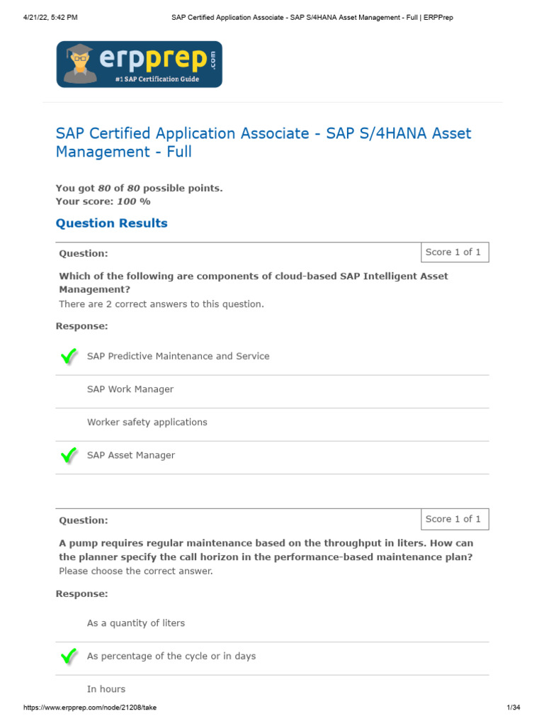 SAP S/4HANA Asset Management Exam Guide | PDF | Application Software | Cost