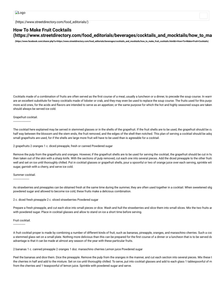 How To Make Fruit Cocktails PDF Drink Cocktails