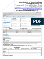 IIT Ropar Job Announcement Form 2021-22
