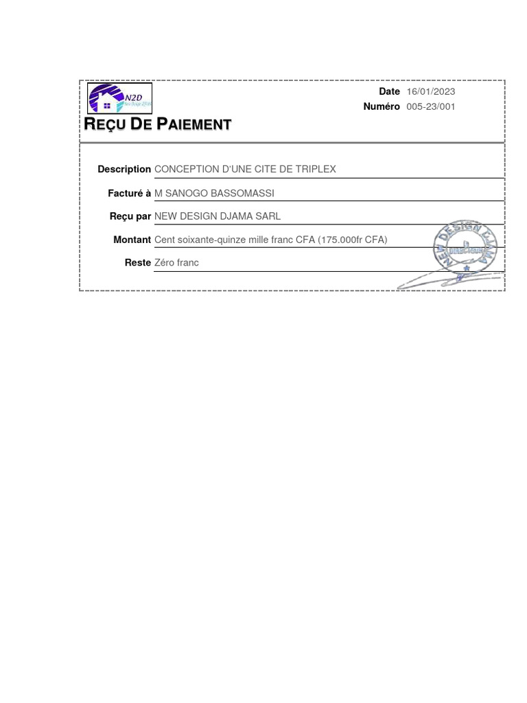 Reçu de Paiement 05 | PDF