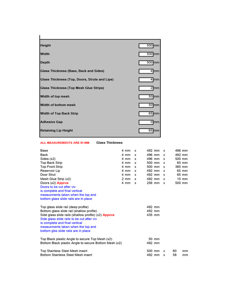 Viv Size Calculator PDF