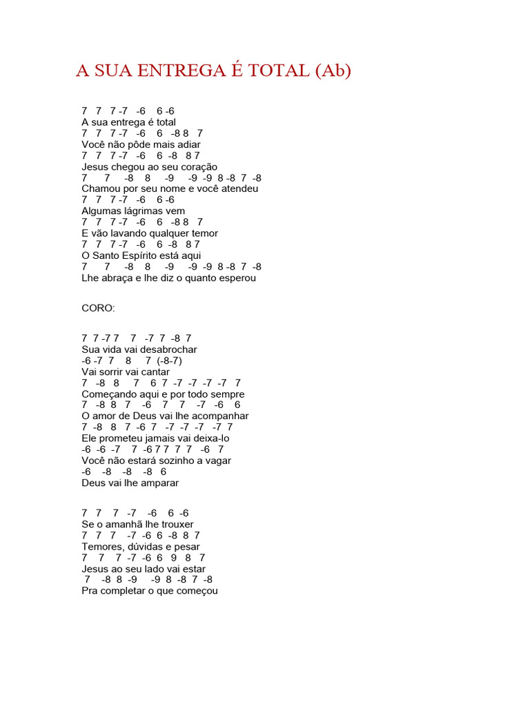 Entrega Total: Letra e Cifras | PDF