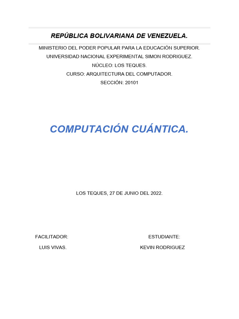 Computación Cuántica Pdf Computación Cuántica Mecánica Cuántica