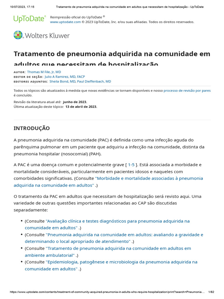 Tratamento de Pneumonia Adquirida Na Comunidade em Adultos Que ...