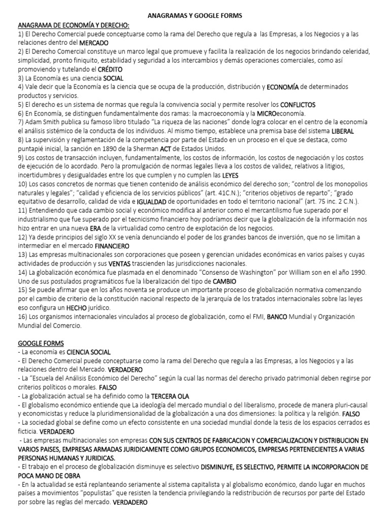 ANAGRAMAS Y GOOGLE FORMS Comercial | PDF | Contabilidad | Business