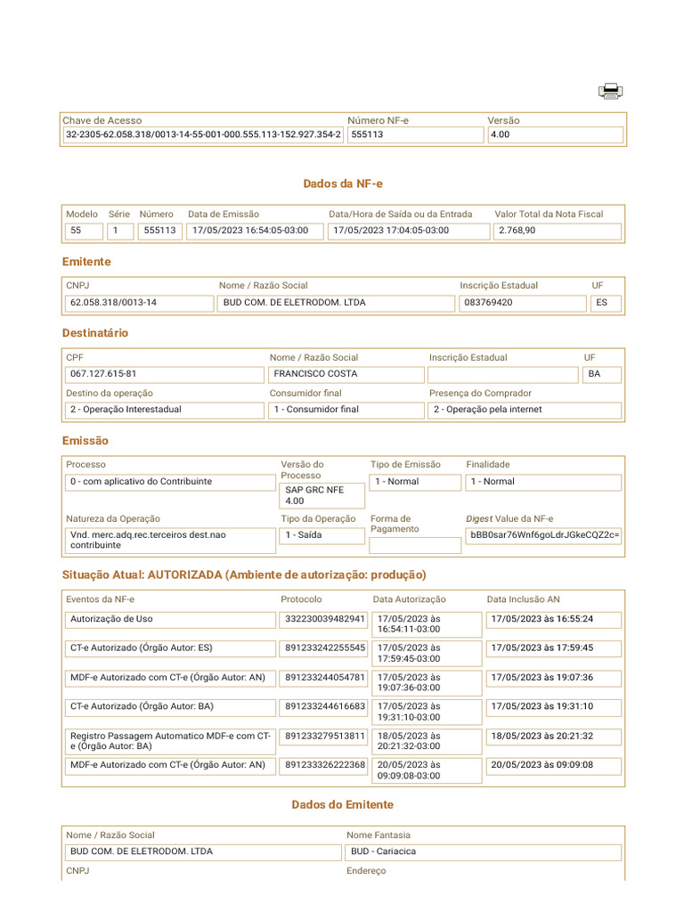 Portal Da Nota Fiscal Eletrônica | PDF | Recibo | Taxa de imposto