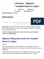Quiz - Reading Practice - Nigeria's Wecyclers For Reusable Future in Lagos - English For Business and Entrepreneurship Summer 2023