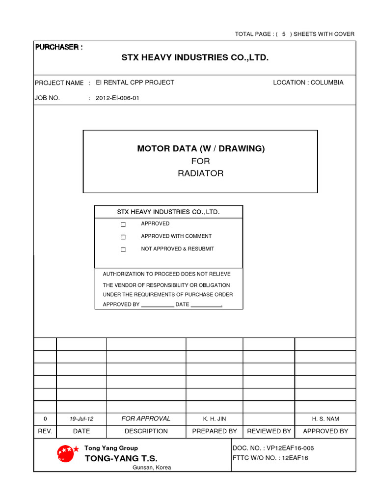 Electric Motor Specification For Radiator Fan PDF Electric Motor