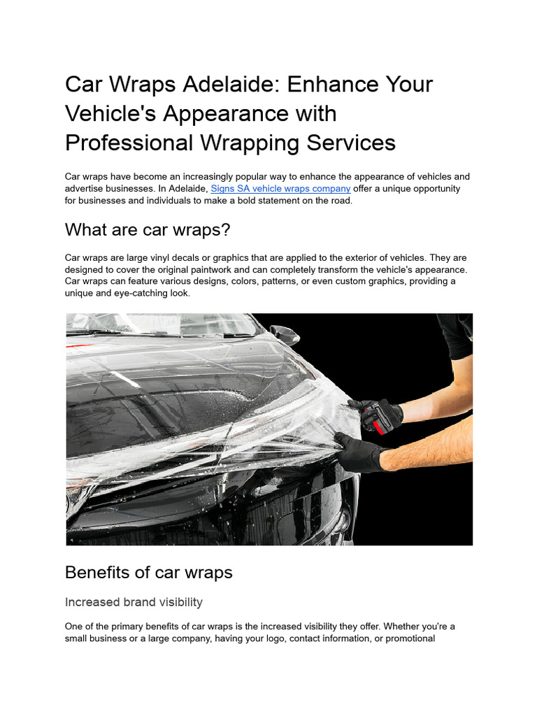 Car Wraps Adelaide Enhance Your Vehicle's Appearance With