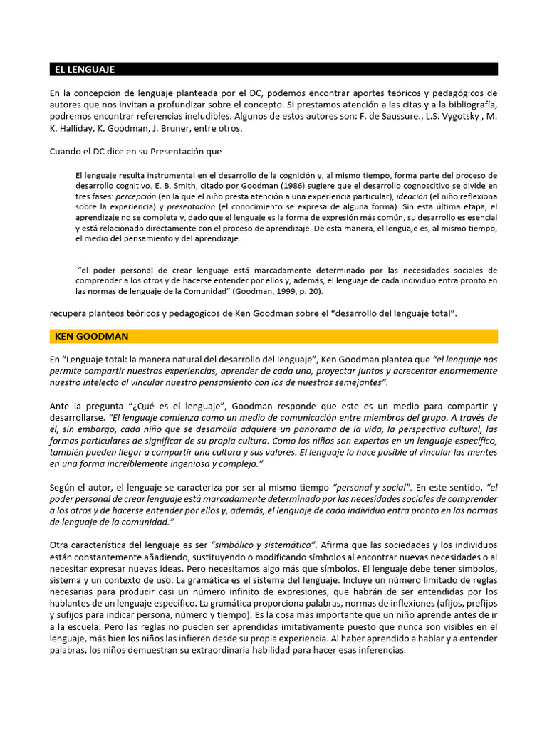 Desarrollo del Lenguaje según Goodman | PDF | Aprendizaje | Aquisición ...